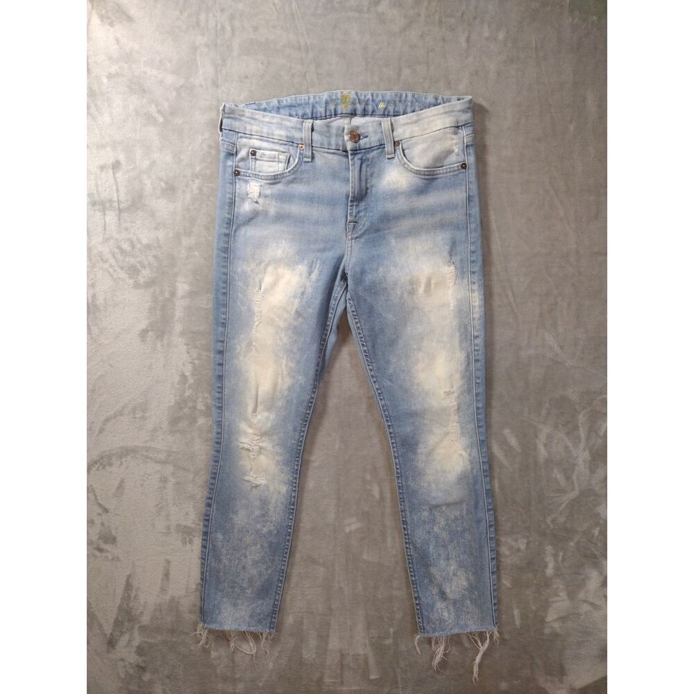 7 For All Mankind The Skinny Womens 29 Roxy Light Acid Distressed Streetwear Y2K
